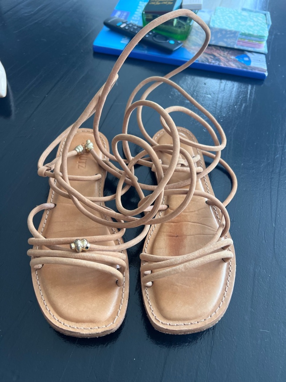 SCHUTZ Magdalena Flat Wrap-Around Sandals in Carmel - Picture 2 of 6